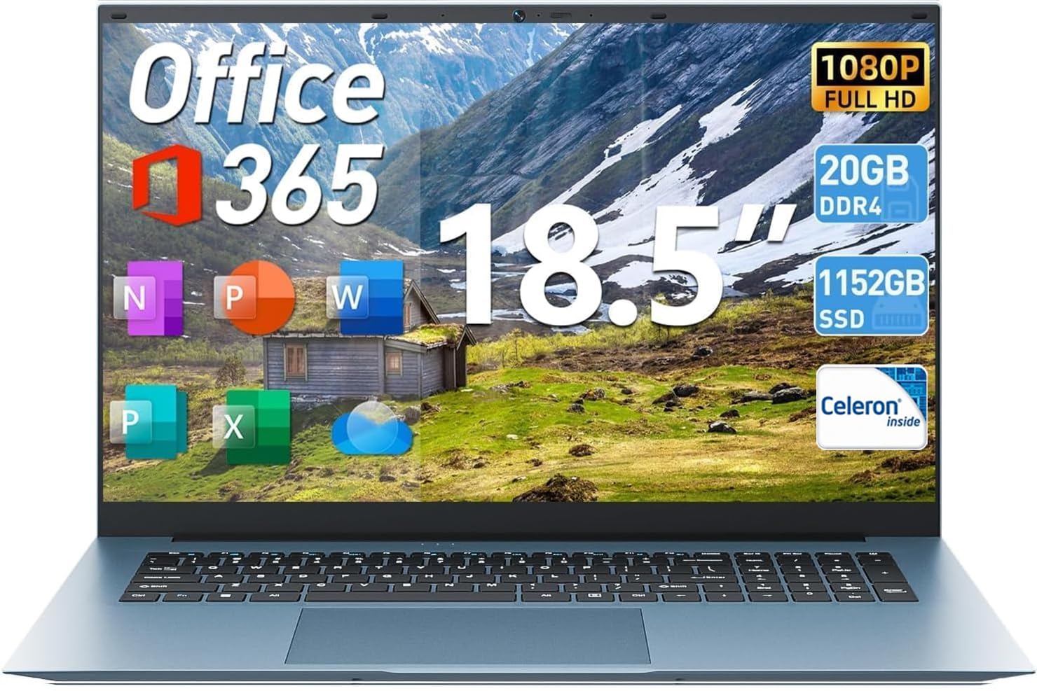 Naclud 18.5 Inch Laptops, Windows 11 Laptop with 20GB RAM 128GB